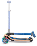 Monopattino 3 Ruote a LED Pieghevole 3 Altezze Max 50 Kg Globber Primo Foldable Wood Blu
