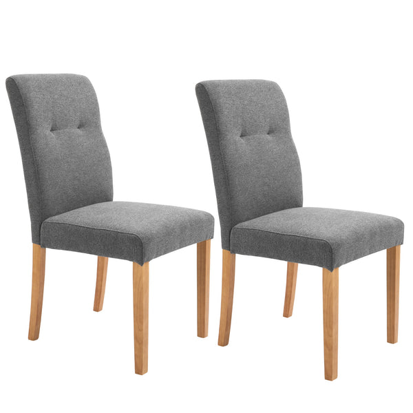 Set 2 Sedie da Pranzo Imbottite con Schienale Alto 50x62x96 cm Grigio Scuro sconto