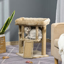 Albero Tiragraffi per Gatti con Casetta e Lettino 40x40x57 cm in Peluche e Juta Marrone