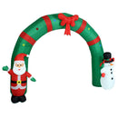 Arco Gonfiabile Natalizio 300x90x240 cm con Babbo Natale e Pupazzo di Neve 5 LED da Esterno in Poliestere      