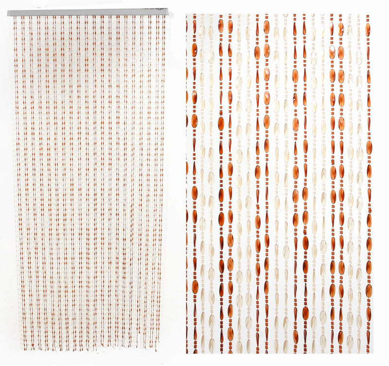 Tenda a Fili per Porta Antimosche 125x240 cm in Plastica Goccia Avana/Marrone Trasparente