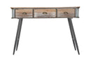 Console Bronxs 118x45,5x80,5 cm in Ferro e Legno di Abete Nero e Grigio