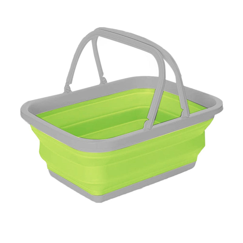 Bacinella Contenitore Salvaspazio 9 Litri Pieghevole Multiuso con Manici Verde