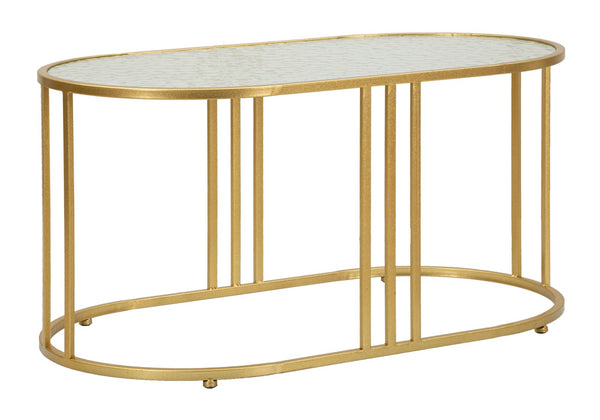 prezzo Tavolo da Caffè Antalia 90x50x45 cm in Ferro e Vetro Oro