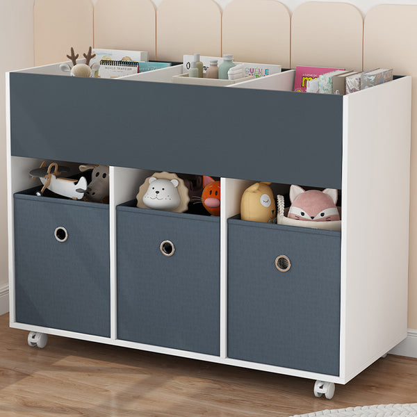 prezzo Scaffale Portagiochi per Bambini 3 Ceste in Tessuto e Libreria 80x30x 63 cm in MDF Bianco e Grigio