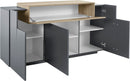 Credenza 4 Ante 160x45x86 cm Coro 3A Grigio Antracite Opaco/Rovere Wotan  