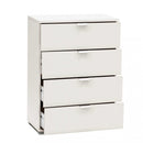 Cassettiera 4 Cassetti Bianca 60x38x85 h cm in Truciolare bilaminato Bianco