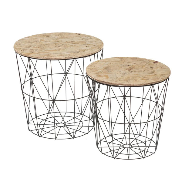 prezzo Set 2 Tavolini da Salotto Tavoli per Divano Colore Nero in Metallo e Legno