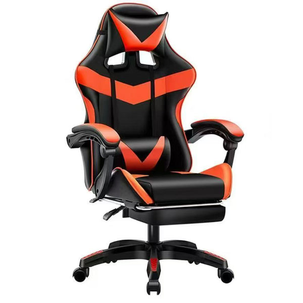 Sedia da Gaming Ergonomica con Poggiapiedi e Cuscini in PVC Rosso e Nero sconto