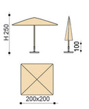 Ombrellone da Giardino 2x2 m Palo Ø38 mm in Alluminio Tessuto Dralon Acrilico Border Taupe
