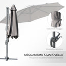 Ombrellone Decentrato da Giardino in Acciaio Ø2,95x2,5 m 360° Grigio 