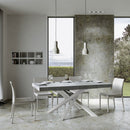Tavolo Allungabile 160-420x90x77 cm Volantis Premium Cemento Telaio Bianco 