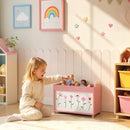 Baule Portagiochi per Bambini 3-8 Anni 50x30x33,5 cm con Ruote 34,5 L Capacità 15 kg in Truciolato Rosa      