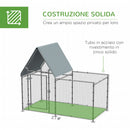 Pollaio Gabbia per Galline da Esterno 200x105x172 cm con Telo di Protezione in Oxford Argento