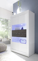 Mobile Alto da Salotto 4 Porte 102x43x162cm TFT  Basic Bianco Lucido e Quercia Wengè