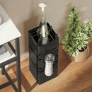 Portaombrelli Moderno 15,5x15,5x49 cm con Raccogligocce e Ganci in Metallo Nero      