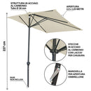 Ombrellone da Balcone a Parete a Mezzaluna 250x125x227 cm in Poliestere Tortora Half Cuba      