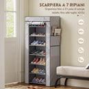 Scarpiera 7 Ripiani 60x30x126 cm con Copertura TNT in Acciaio Grigio      