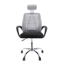 Sedia Poltrona Direzionale da Ufficio con Poggiatesta e Braccioli Grigio