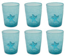 Set 6 Bicchieri Ø8x10 cm in Vetro Villa d'Este Home Tivoli Fish Celesti