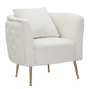 Poltrona Bucarest Crema 76x74x73 cm Legno e Spugna e Tessuto e Metallo Crema e Oro