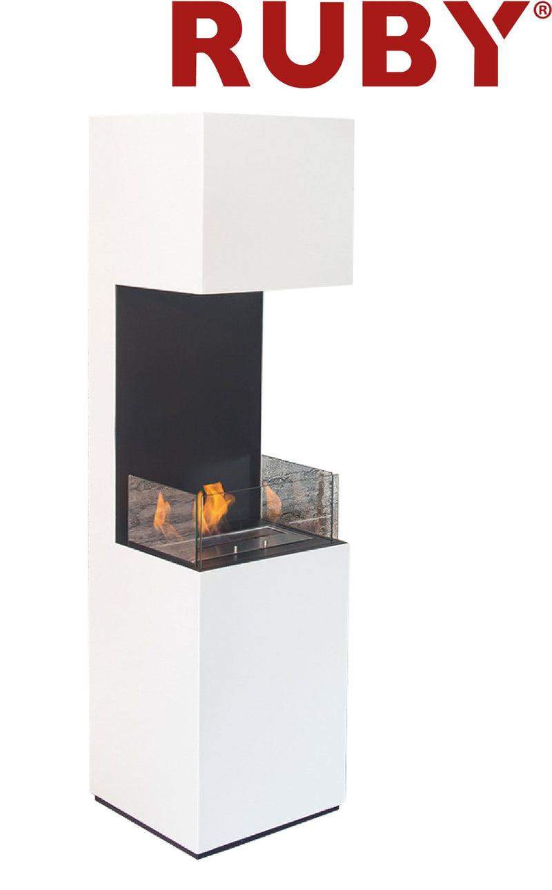 Camino a Bioetanolo da Pavimento 40x40x150 cm 2500W 1,5L Livigno Bianco 