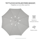 Ombrellone da Giardino Ø300x250H cm Palo in Legno e 8 Stecche Grigio  