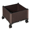 Fioriera da Esteno con Ruote e Disco Auto Irrigante 40x40x31,5 cm in Plastica Marrone