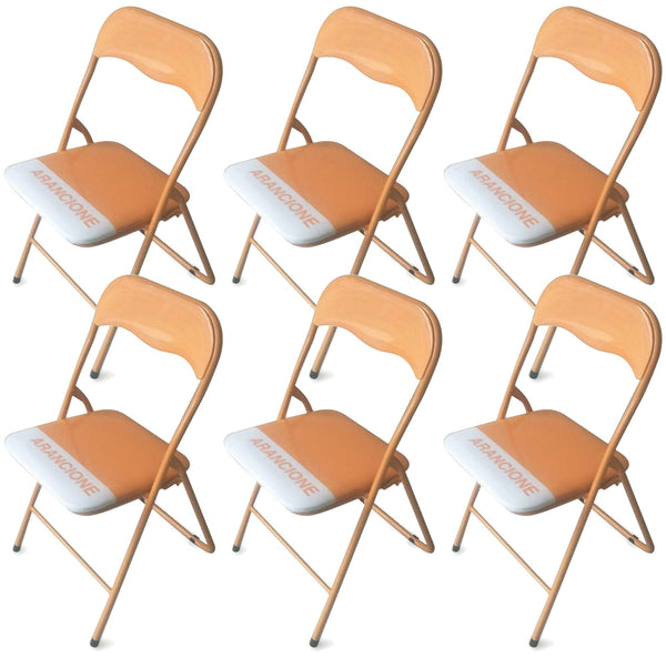 acquista Satz mit 6 orangefarbenen Soriani-Klappstühlen aus Metall