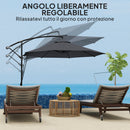 Ombrellone da Giardino Rotondo Ø290x243A cm Inclinabile Protezione UPF 50+ Grigio Scuro  