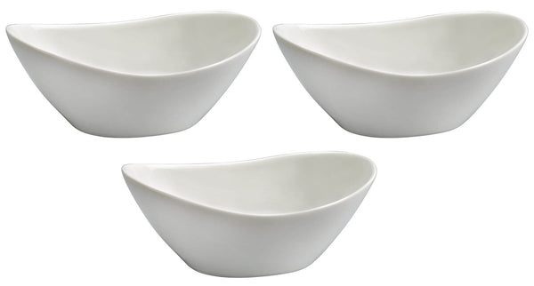 sconto Set 3 Salatschüsseln 20 x 15,5 x 8 cm aus weißem Kaleidos Aluxina allluminic Porzellan