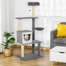 Tiragraffi con Cuccia e Cestino sospeso per Gatti 61x49x160,5 cm in Peluche Sisal  Grigio