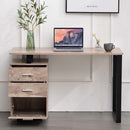 Scrivania con Cassettiera Tavolo Porta Pc Computer Acciaio Legno Ufficio Quercia