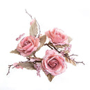 Set 4 Centrotavola con Rose Ø 15 cm in Plastica Rosa