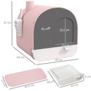 Lettiera per Gatti Chiusa con Filtri 43x44x47 cm Paletta e Vassoio in PP Rosa