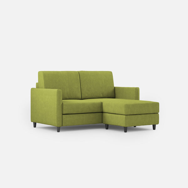 Divano 2 Posti con Pouf 158x145x85 cm Karay in Tessuto Verde prezzo