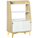 Mobile da Salotto 2 Ripiani e Armadietto a 2 Ante 58x30x93 cm in Truciolato e Legno di Pino