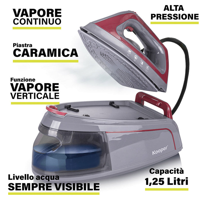 Ferro da Stiro con Caldaia 1,25 Litri 2400W Kooper  Rosso