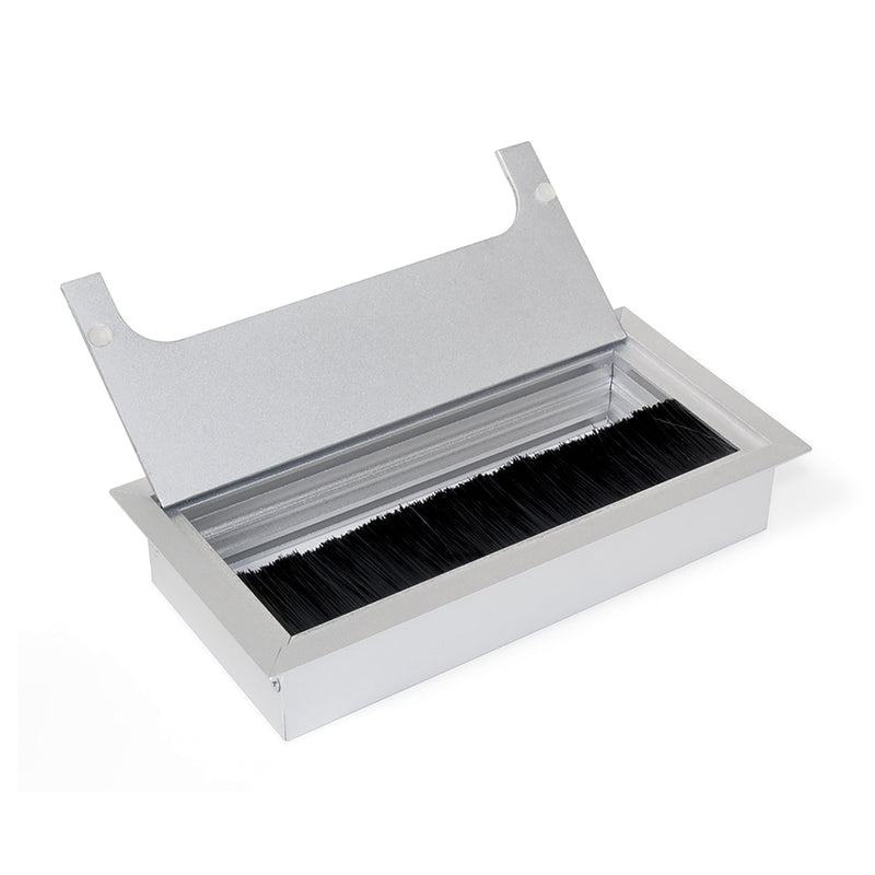Passacavo Rettangolare da Incasso per Scrivania 16x8 cm in Alluminio Emuca