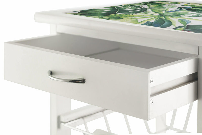 Carrello da Cucina Salvaspazio 37x37x76 cm 3 Ceste in Legno Soriani Cactus Bianco