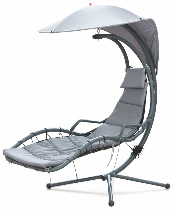 Garden Swing Hängematte aus Eisen und Textilene mit Soriani Malibù Grey Sonnenschirm acquista
