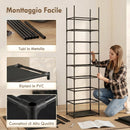 Scarpiera 10 Ripiani 45x30x175 cm Capienza 20 Paia in Tessuto Non Tessuto Nero      