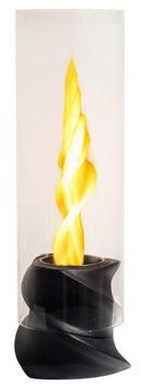 Camino a Bioetanolo da Tavolo Ø14,5x46,5 cm in Acciaio Ceramica e Vetro Nero