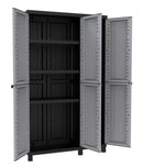 Armadio Portascope Modulare da Esterno 102x39x170 cm 3 Ante 3 Ripiani in Polipropilene Twist Grigio e Nero