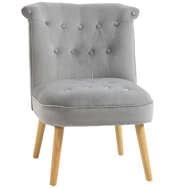 acquista Sedia Imbottita 60x66x79 cm in Tessuto Vellutato Grigia