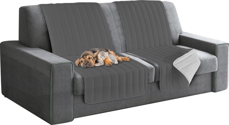 Copridivano a Fascia Doubleface Trapuntato 60x190cm Grigio Chiaro/Grigio Scuro