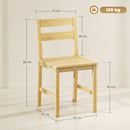 Set di 2 Sedie da Pranzo 42x45x80 cm con Schienale Curvo e Seduta a Doghe in Bambù Colore Naturale      