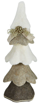 Mini Albero di Natale in panno cm . 21x21 h 58 color noce-bianco