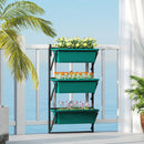 Fioriera da Esterno Verticale 56x42x100 cm 3 Vasi con Fori di Drenaggio in Plastica  Verde   