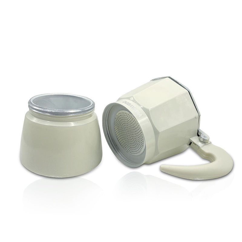 Set 3 Caffettiere in alluminio 1-3-6 tazze con manico soft touch Beige